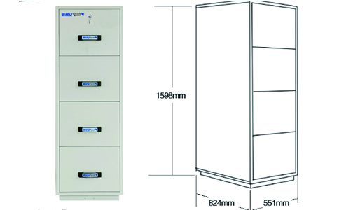 1小时4抽屉防火文件柜尺寸